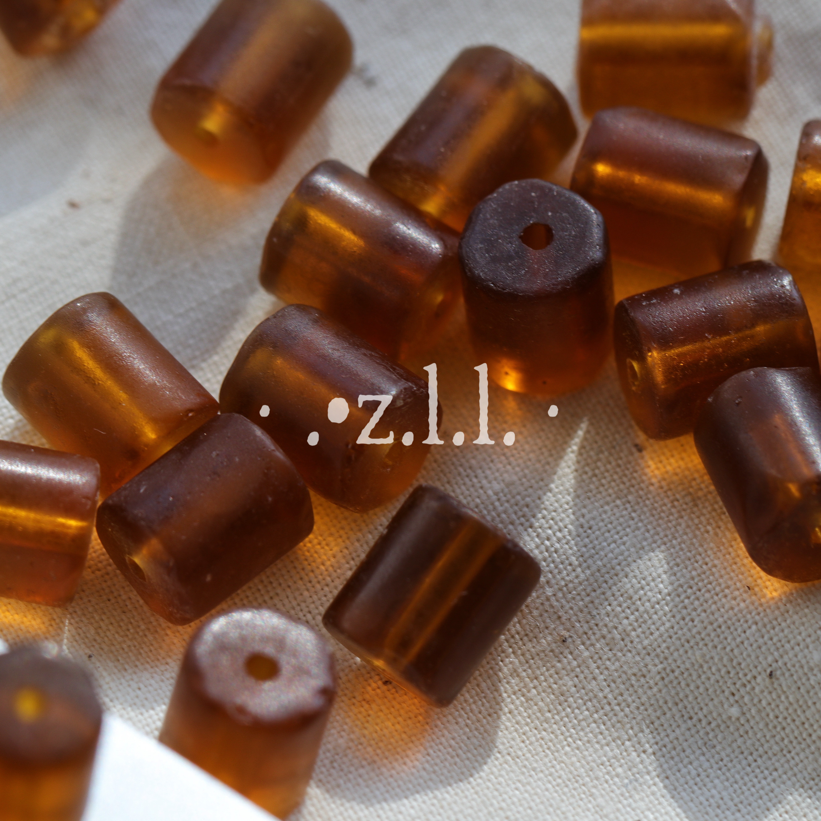 尼泊尔复古琥珀棕diy配件进口哑光桶珠编绳材料琉璃散珠