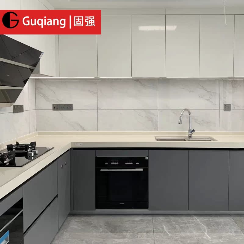 深圳定制橱柜彩晶门板石英石台面不锈钢厨柜大理石简约现代厨房