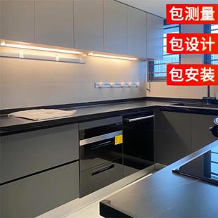 深圳定做整体橱柜石英石台麻石不锈钢橱柜晶钢板现代简约定制灶台