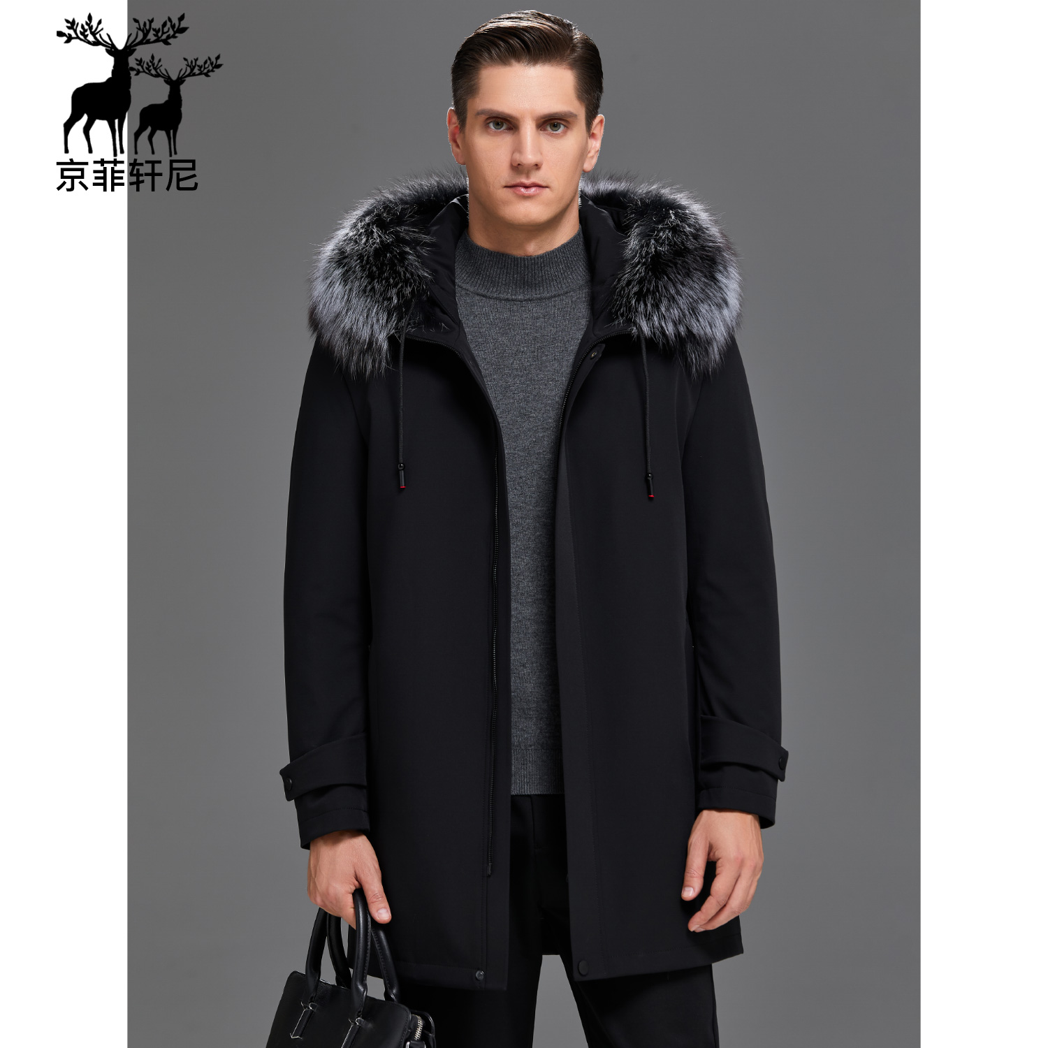 冬季派克服中长款派克服银狐毛领