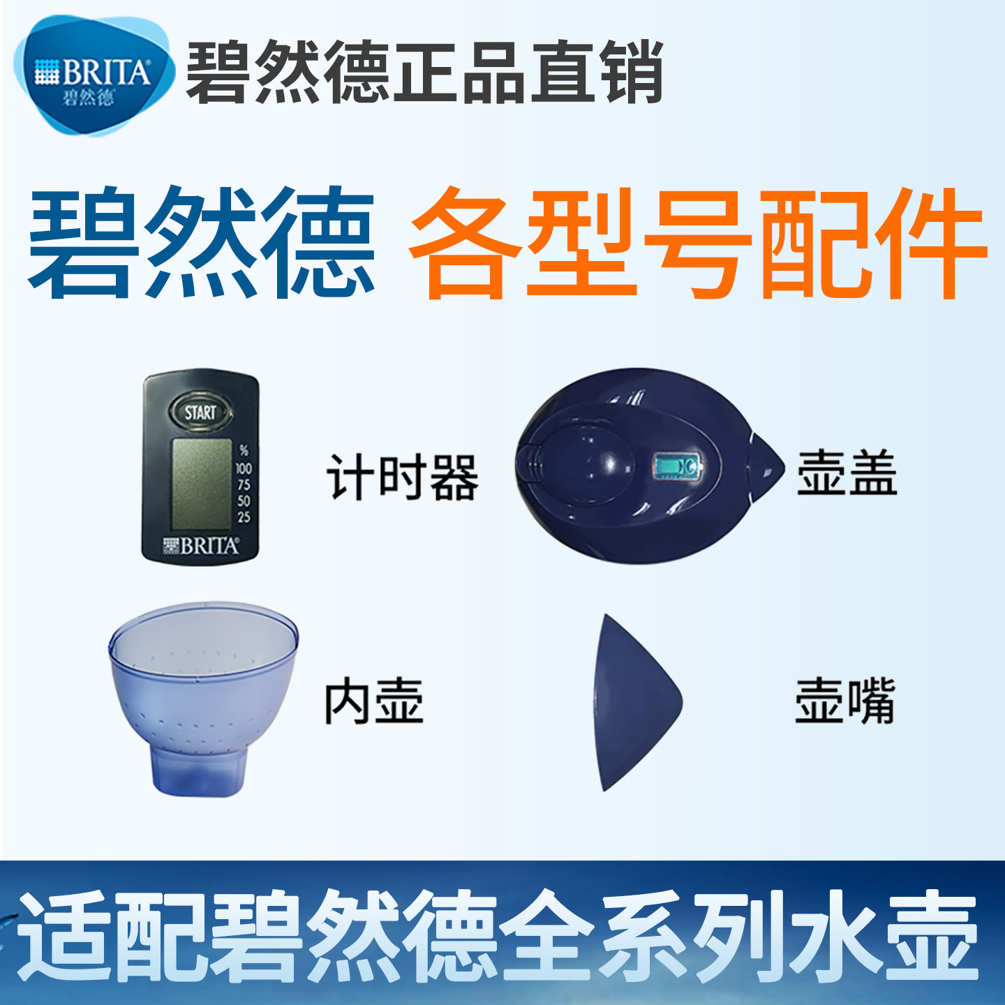 brita碧然德计时器壶嘴壶盖外壶