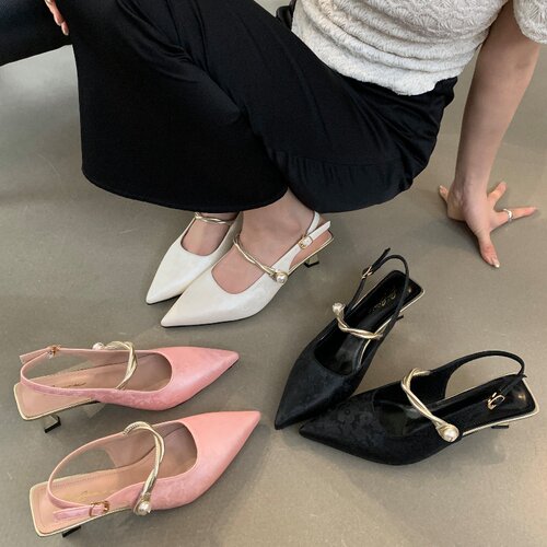 断码清货欧美尖头中高跟鞋春秋凉鞋中国风旗袍名媛女鞋大码5CM