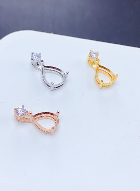 925银三色吊坠空托水滴形