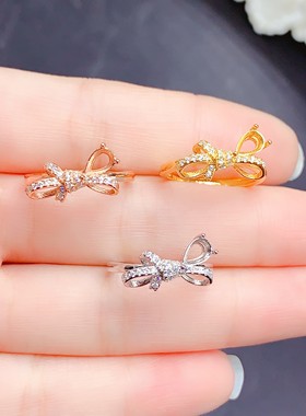 925银三色吊坠空托水滴形