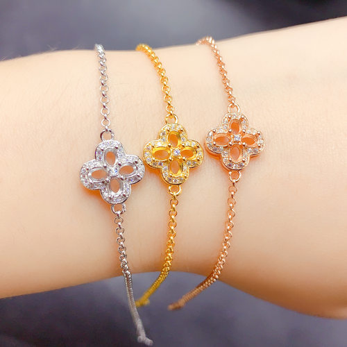 925银三色椭圆形3x4手链