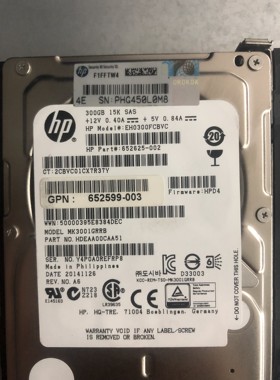 HP 652611-B21 653960-001 300G 15K SAS 2.5 652625 EH0300FCBVC
