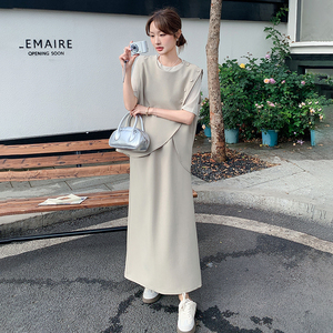 轻熟风不规则马甲套装裙女2025夏季新款白色短袖T恤半身裙三件套图片