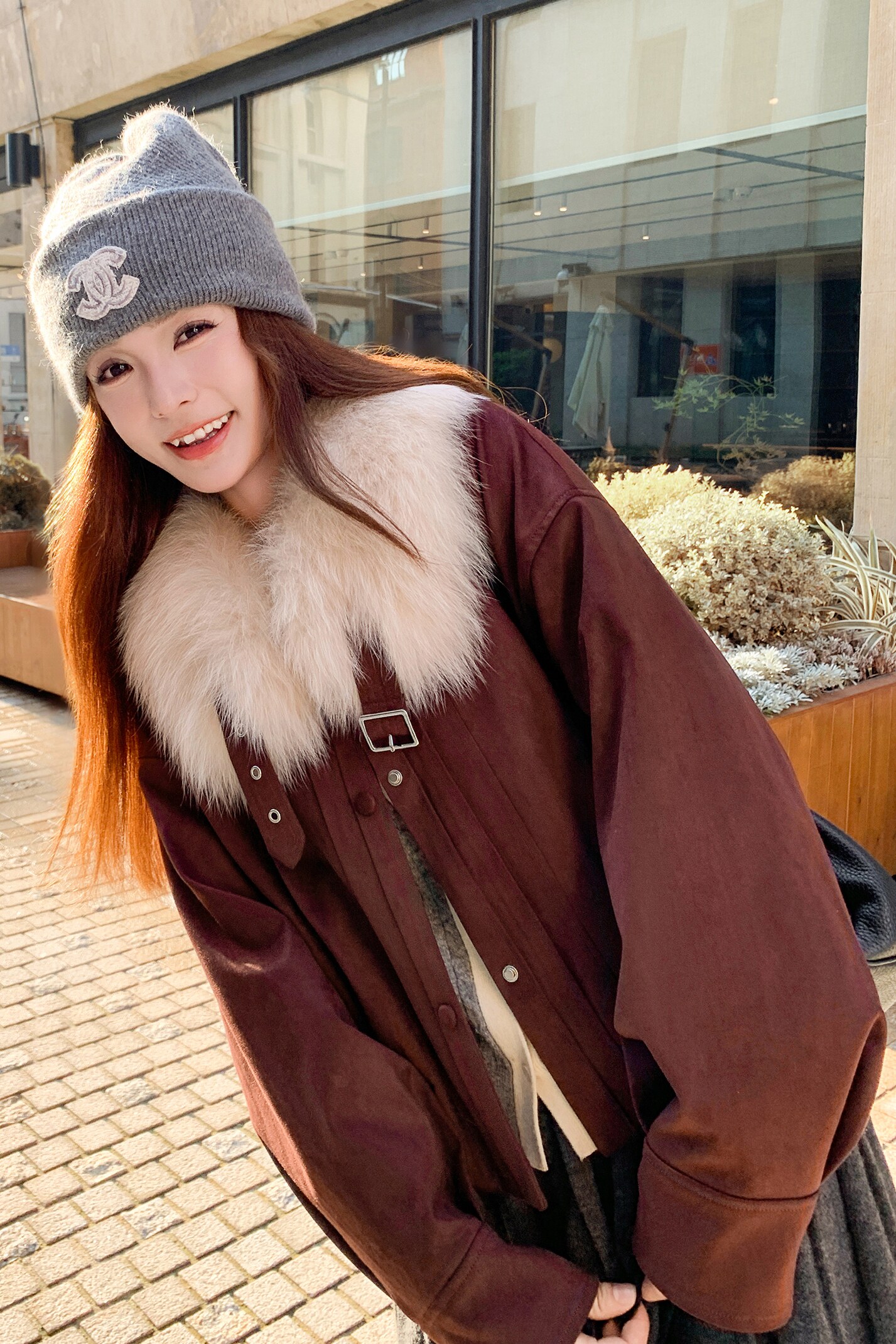 减龄大毛领兔毛派克服外套女秋冬2025新款小个子加绒加厚流行棉服,女装短外套,2C103