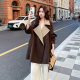 咖色高级感时尚毛呢外套女2025冬季新款韩版收腰显瘦百搭呢子大衣，女装短外套，2C103