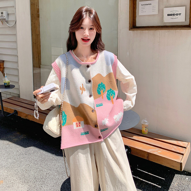 时尚衬衣针织马甲阔腿裤三件套女2025秋季新款韩版设计感时尚套装图片