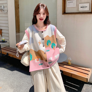 时尚衬衣针织马甲阔腿裤三件套女2025秋季新款韩版设计感时尚套装图片