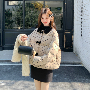 2025冬装新品波点拼接羽绒服50绒大货已出C340P265K398图片