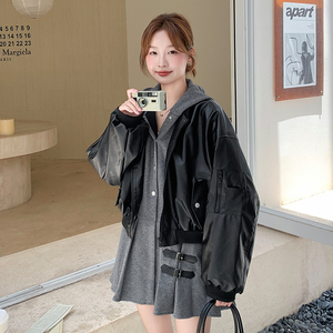 2026秋装新品主推皮衣拼接C173P185K268图片