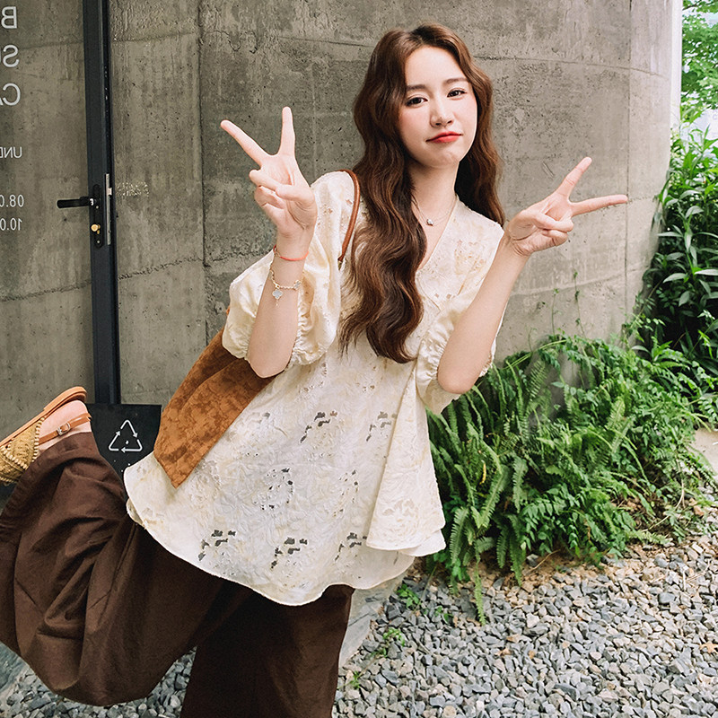 文艺复古风上衣套装女2025夏季新款时尚气质百搭宽松阔腿裤两件套,女装套装/套裙,2C103
