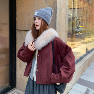 减龄大毛领兔毛派克服外套女秋冬2025新款小个子加绒加厚流行棉服图片