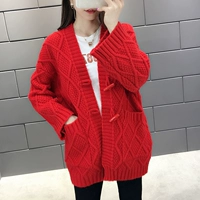 Áo len cổ tích rất đẹp cho phụ nữ áo len 2019 thu đông mới buông thả hoang dại áo len dày áo len - Đan Cardigan thời trang nữ 2021