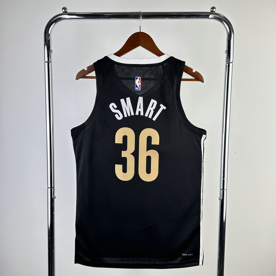 23-24灰熊队36号斯马特球衣 marcus smart热压篮球服 城市版黑