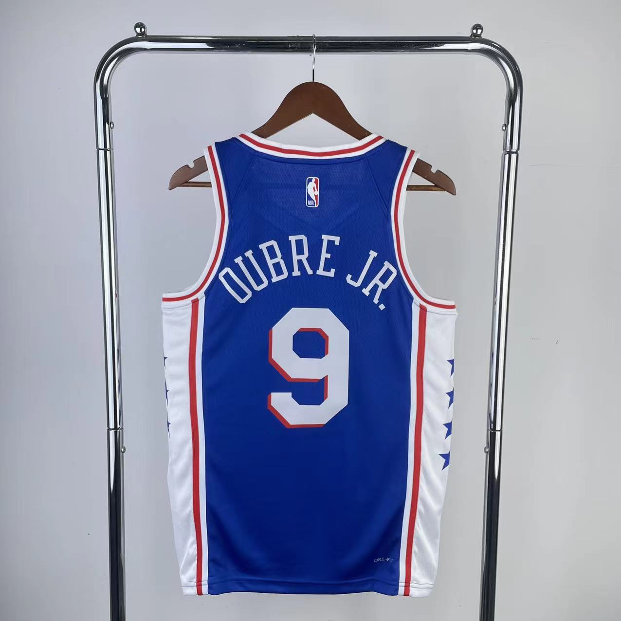 23-24新赛季76人队9号乌布雷球衣 kelly oubre jr.热压篮球服 蓝