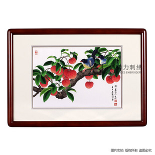 实拍粤绣广绣岭南广府文化纯手工刺绣形影不离广州特色礼品挂件