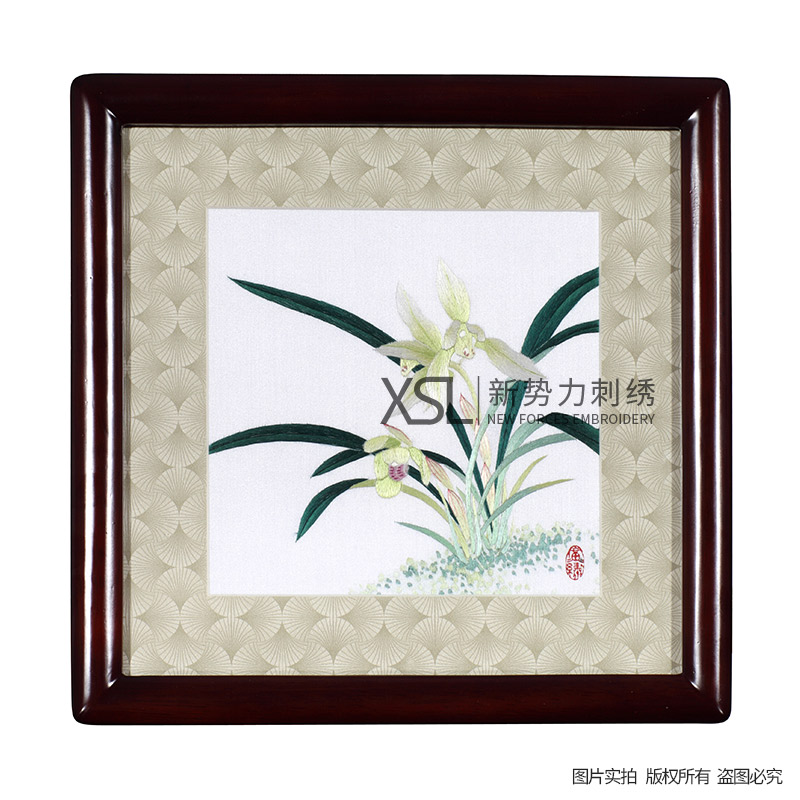 实拍粤绣广绣纯手工刺绣装饰品兰花广州特色礼品挂件送老师新古典