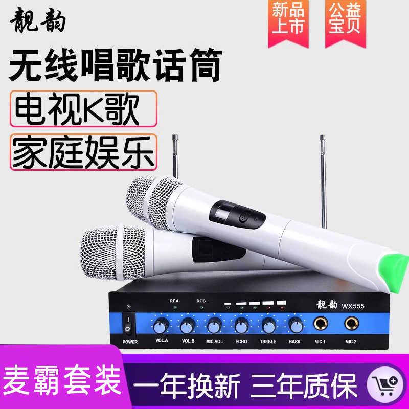 靓韵WX555 无线一拖二话筒KTV家用唱歌户外电视K歌电脑手机麦克风