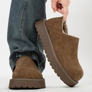 厚底大头乐福鞋男女冬季加绒保暖东北棉鞋全包小土豆勃肯鞋雪地靴