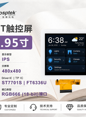 鱼鹰光电3.95寸触摸屏480*480RGB通信 白色款