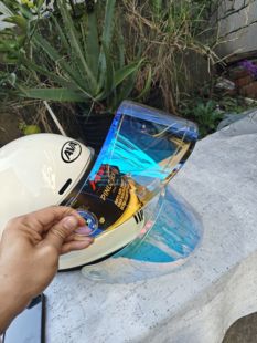 AVA王朝318型号头盔镜片日夜通用 激光红极光蓝