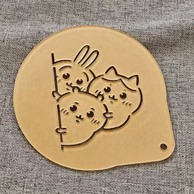 3个包邮乌萨奇吉伊卡哇3寸4寸咖啡拉花喷花模具印花蛋糕撒粉图案