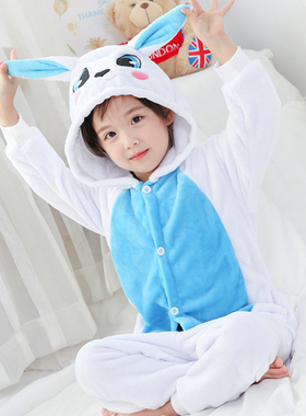 小兔子演出服儿童兔子衣服男童睡衣珊瑚绒连体睡袋幼儿园舞蹈服冬