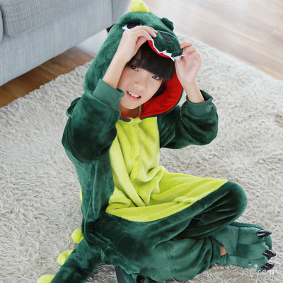 儿童恐龙睡衣男童冬季法兰绒连体保暖睡袋女童可爱衣服表演服动物
