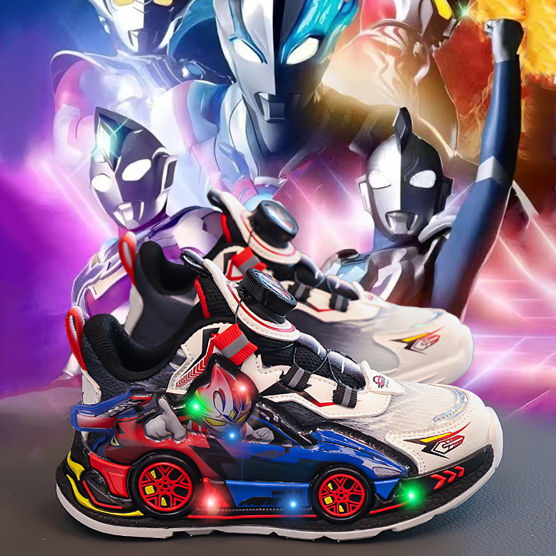 男童鞋子2025新款秋季亮灯儿童跑步运动鞋男孩透气老爹鞋轻便软底