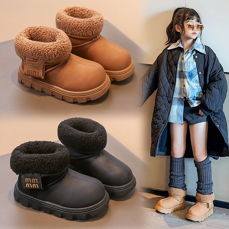 儿童加绒保暖雪地靴2025冬季新款男女童时尚百搭靴子防水防滑棉鞋