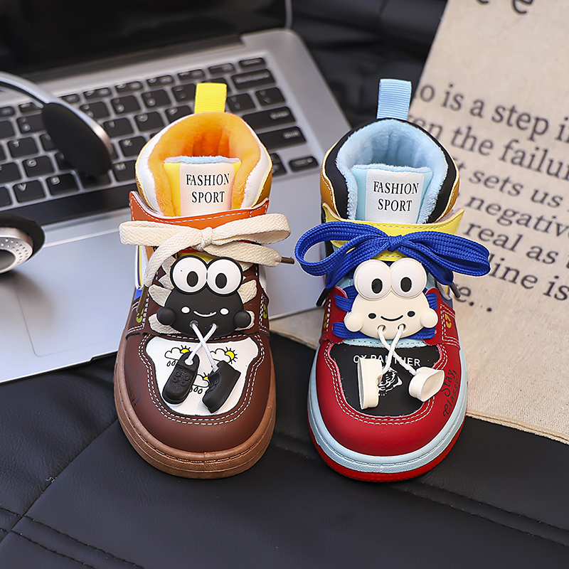 男童鞋子鸳鸯鞋冬季新款加绒儿童棉鞋秋冬女童板鞋高帮运动鞋二