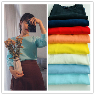 美单LA春季大码女装尾货比马纯棉圆领针织衫七分袖超肥大打底衫