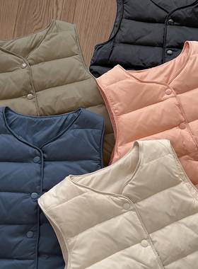 秋冬儿童羽绒马甲轻薄款男童女童校服神器坎肩中大童内外穿背心