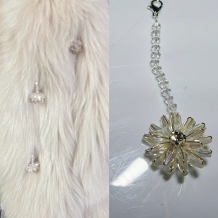 新款星辰花海琉璃坠水晶花流苏貉子毛外套狐狸毛编织皮草装饰雏菊