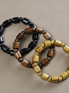 正宗绿檀木黑花梨佛珠手串天然檀