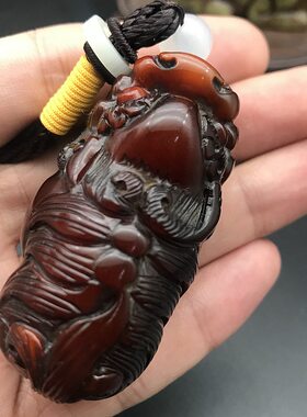 藏式牦牛角貔恘挂坠手把件摆件雕