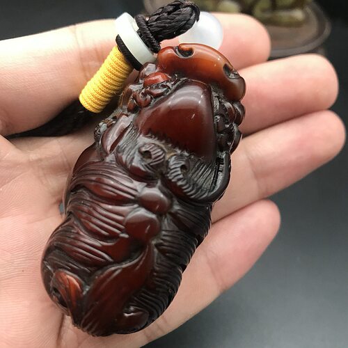 藏式牦牛角貔恘挂坠手把件摆件雕