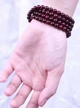 高级感小叶紫檀木八灵珠手串持简