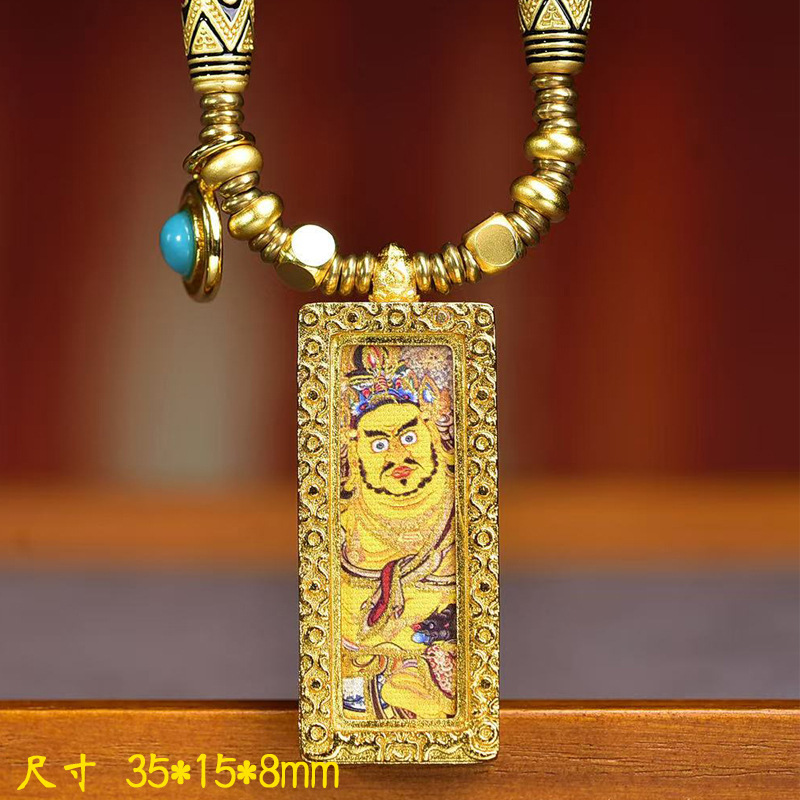 藏式文玩手绘小唐卡大势至菩萨吊