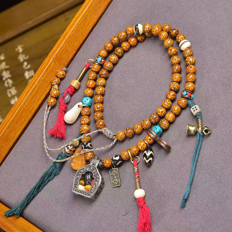 天然老料开片星月菩提子佛珠念珠