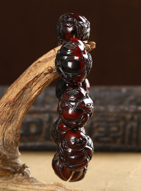 藏式天然牦牛角弥勒佛手链108佛