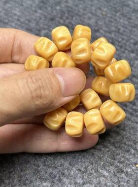 黄色天然鹿骨雕刻百香籽手串高油
