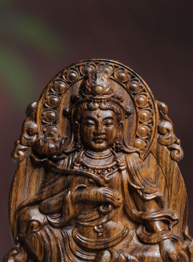 工厂店沉香木雕度母木牌双面雕刻