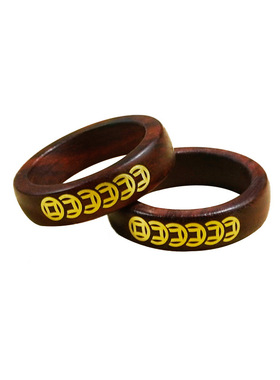 小叶紫檀镶银钱途无量实木戒指镶