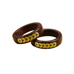 小叶紫檀镶银钱途无量实木戒指镶嵌国风铜币个性招财指环饰品批发