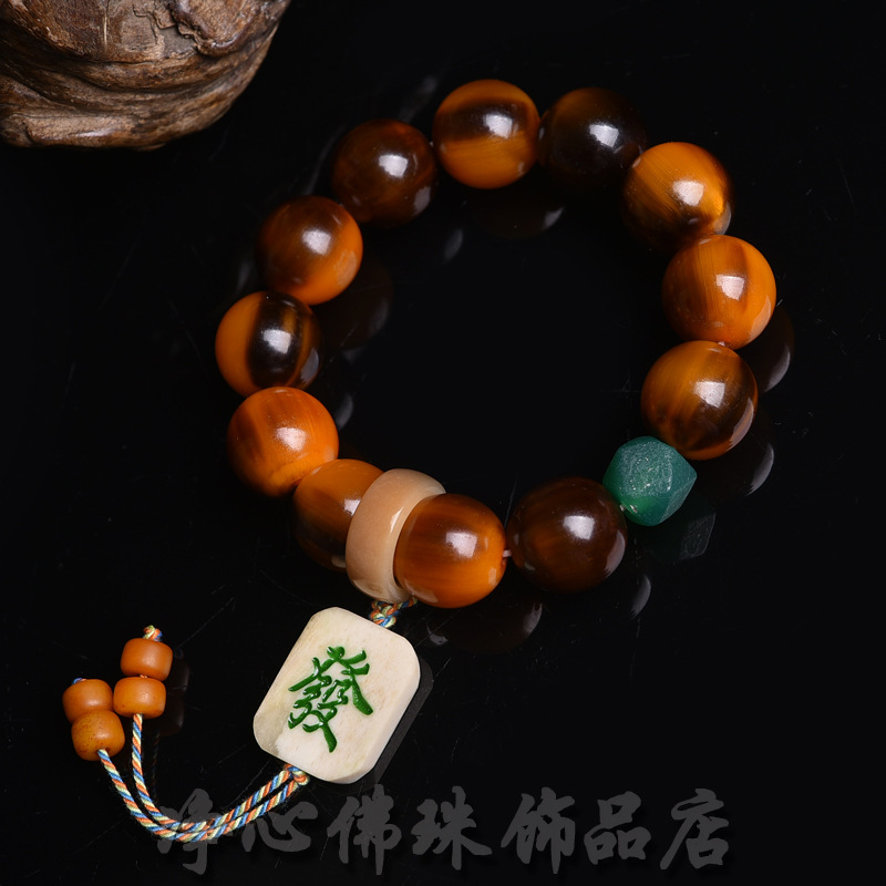 天然藏区牦牛角手串单圈藏式鹿角