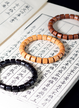 绿檀檀香木花梨木血檀原木小桶珠